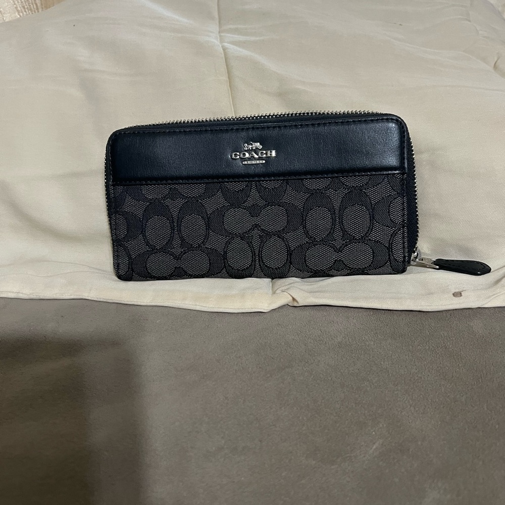 Coach Black and Charcoal Zip Wallet
